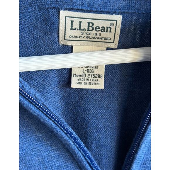 LL Bean Sweater Men Large Blue Cotton Cashmere Blend Quarter Zip - Picture 5 of 6